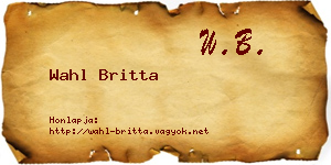 Wahl Britta névjegykártya